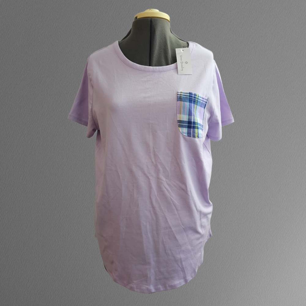 4/$20 NWT Vera Bradley Purple T-Shirt with Plaid Pocket